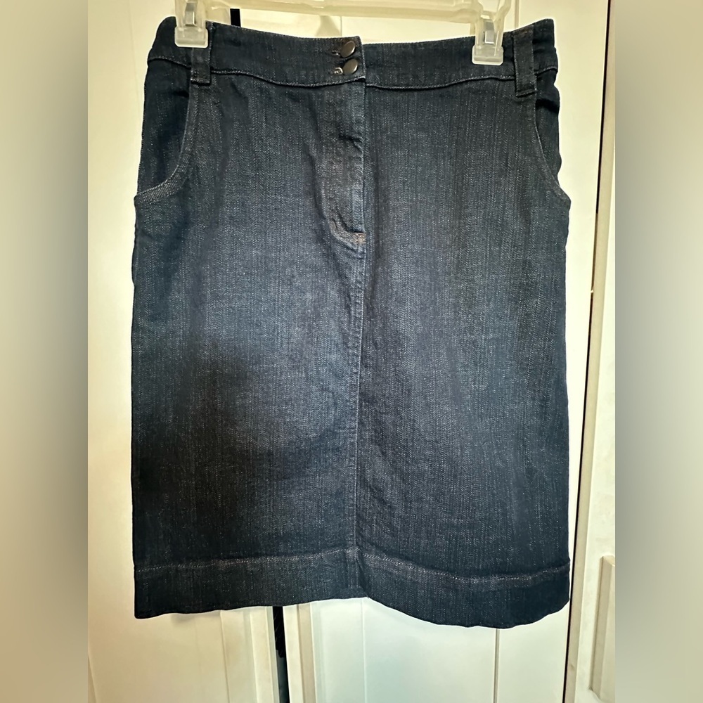 Eileen Fisher Black Organic Cotton Denim Skirt Size XS